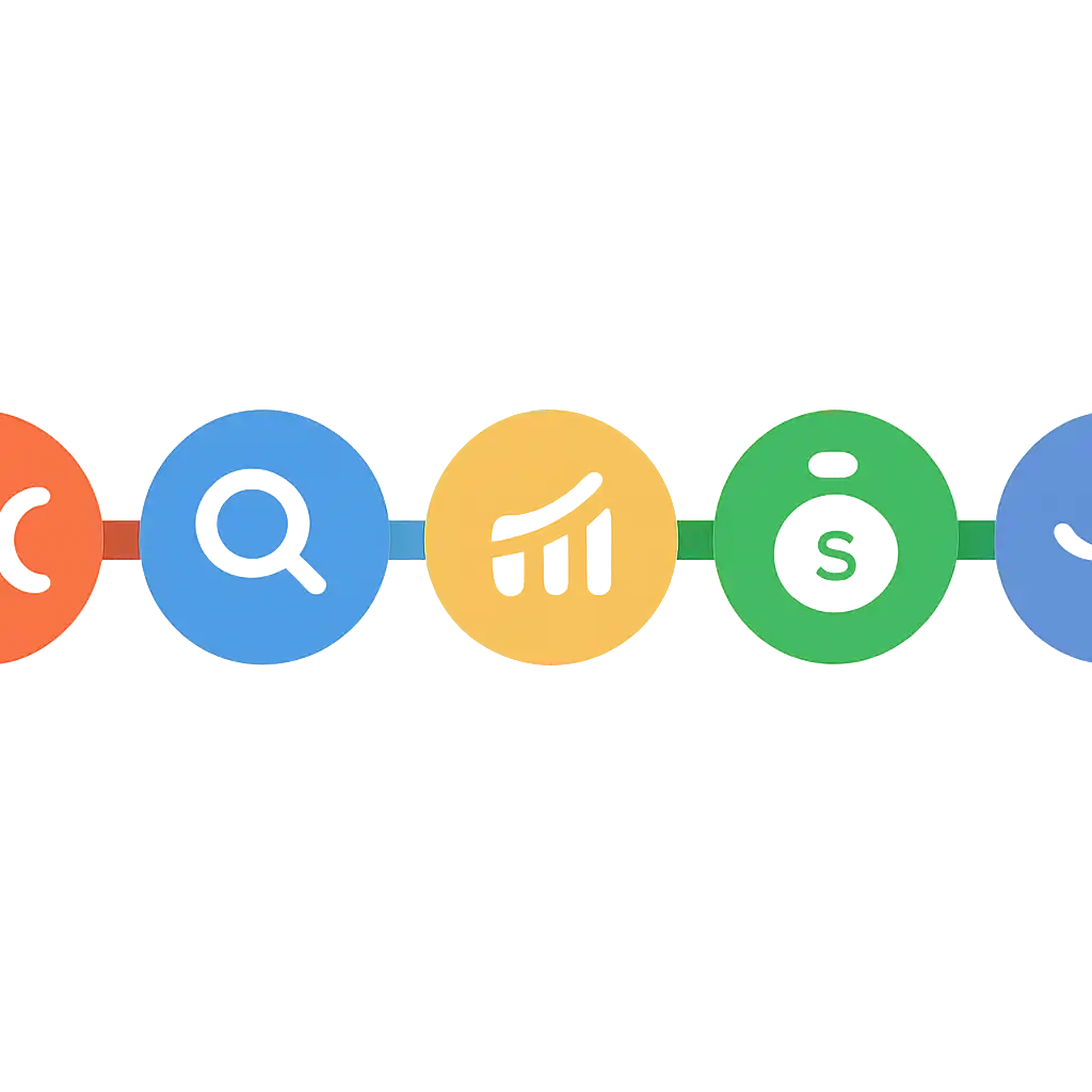 Five numbered circular icons connected by arrows in a horizontal flow, flat illustration, icons only, no words, Aviator Game steps