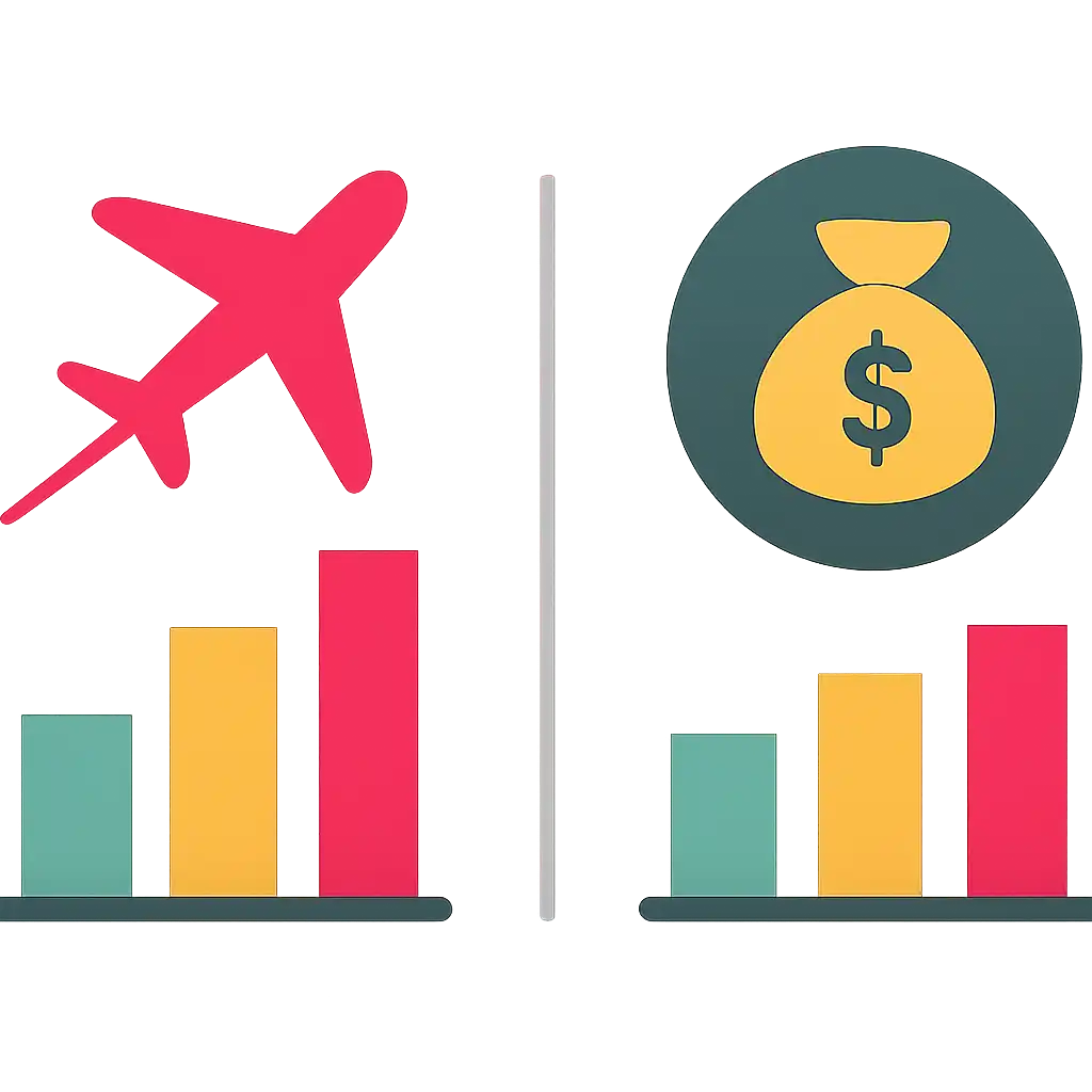 Infographic comparing options using coloured bars and icons only, no text or labels, flat design, How Aviator Predictor Works