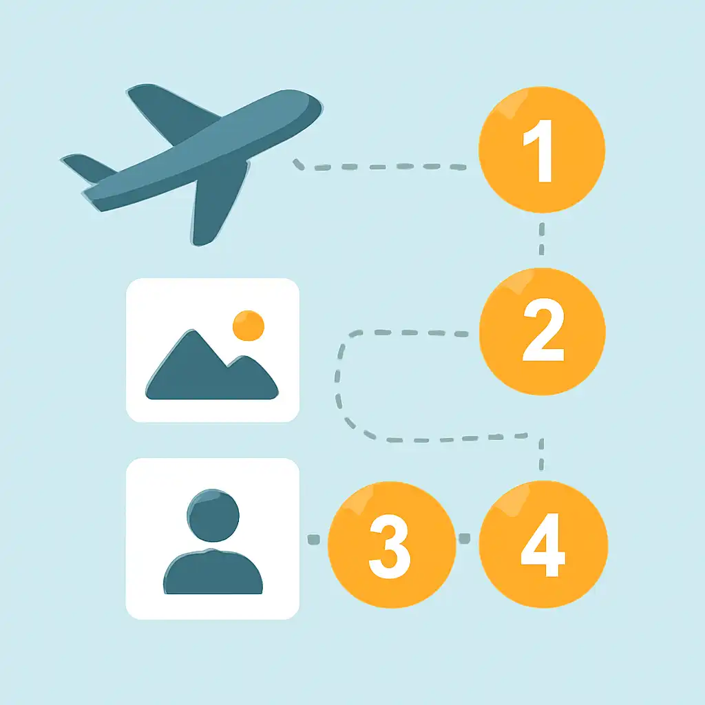 Annotated step diagram: chicken road process with numbered callouts