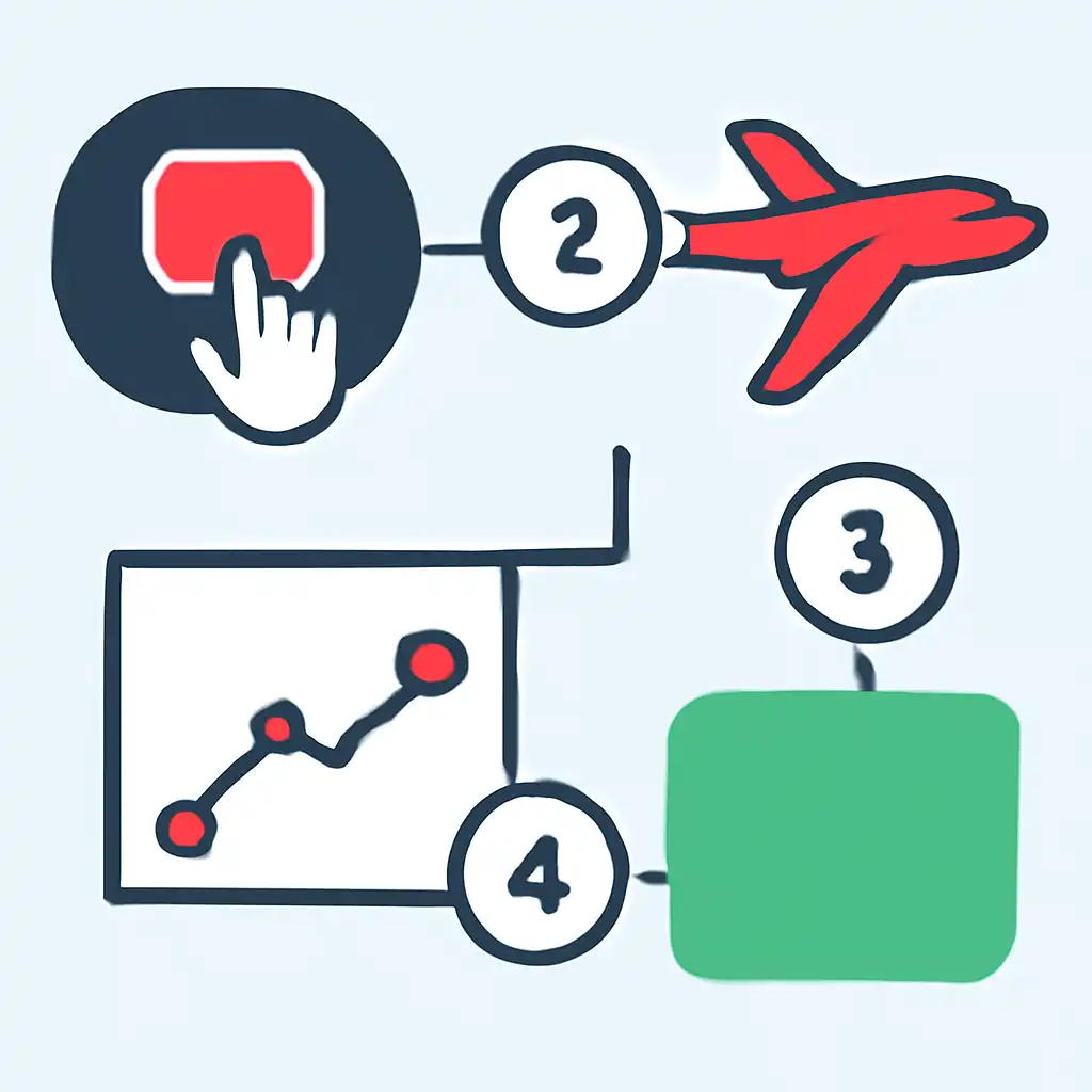 Annotated step diagram: aviator signals process with numbered callouts